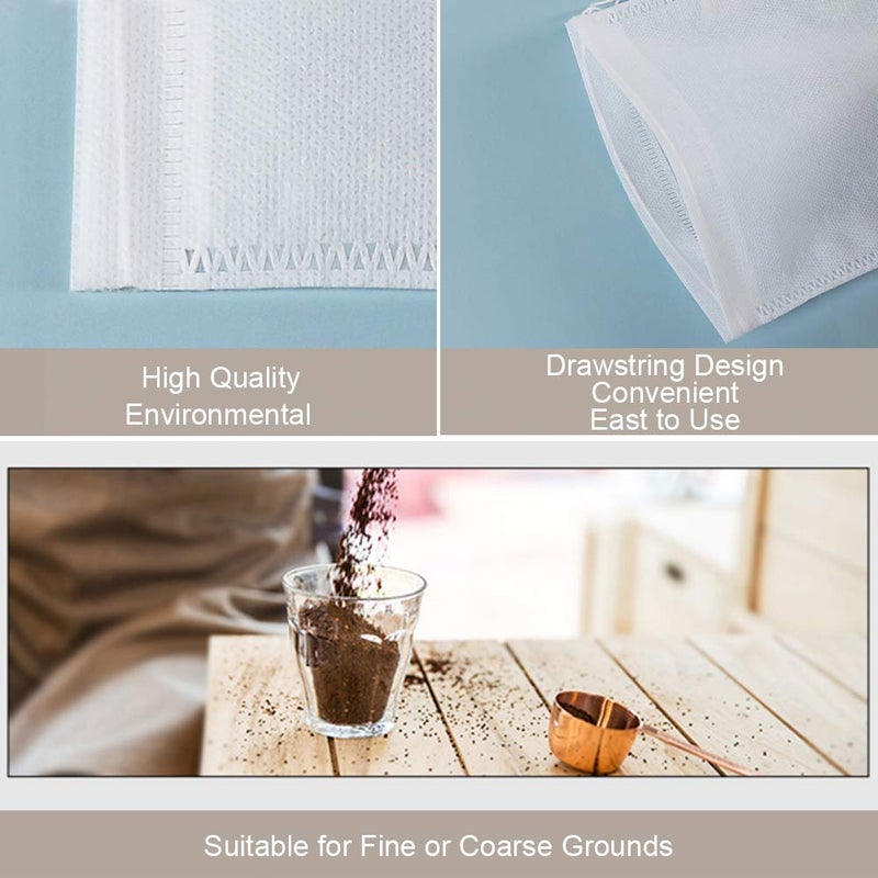 YQL Cold Brew Coffee Filter,50PCS 6X10 Inch No Mess Cold Brew Coffee Bags Disposable Mesh Brewing Bags Tea Filter Bag for Cold Brew Coffee or Tea(4x6/8x12inch Available) - Image 2